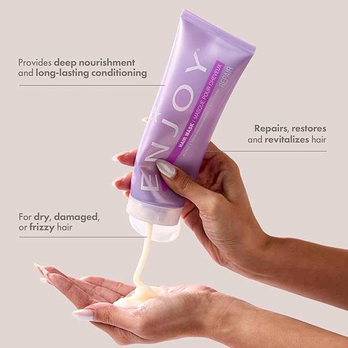 Enjoy Hair Mask 8 Oz 227 Grams | Add Moisture &amp Shine Repair and Strengthen Dry Unruly Hair | Color Safe | pH 4.5-5.5 | Sulfate-Free