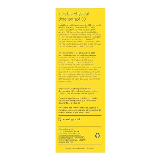 Dermalogica Invisible Physical Defense SPF30 (1.7 Fl Oz) Face Sunscreen Moisturizer - Non-Greasy Formula That Defends Against UVA/UVB/Blue Light