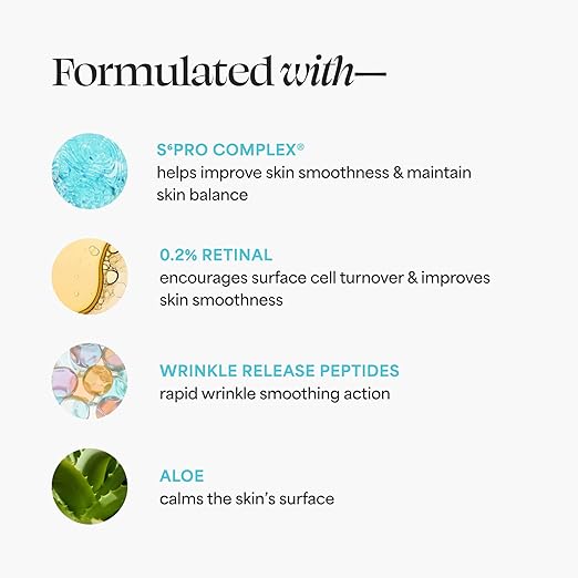 TULA Skin Care A+ Renewal Advanced Retinal + Peptides Serum - Nightly Facial Serum Boosts Radiance and Hydrates 1.01 Fl. oz.