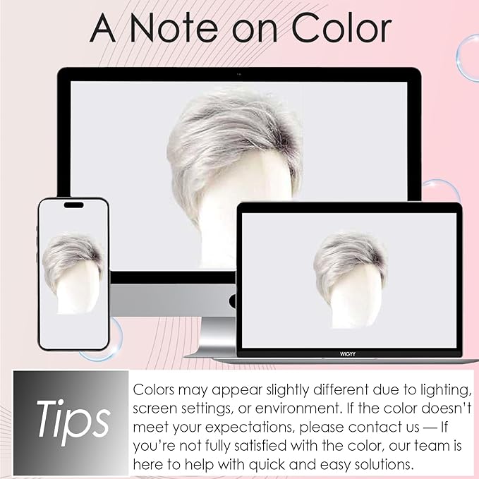 WIGYY Silver Grey Pixie Cut Wig for White Women Short Curly Synthetic Wig with Bangs Upgraded Glueless Cap Heat-Resistant Lightweight Wig for Older Women Daily Wear