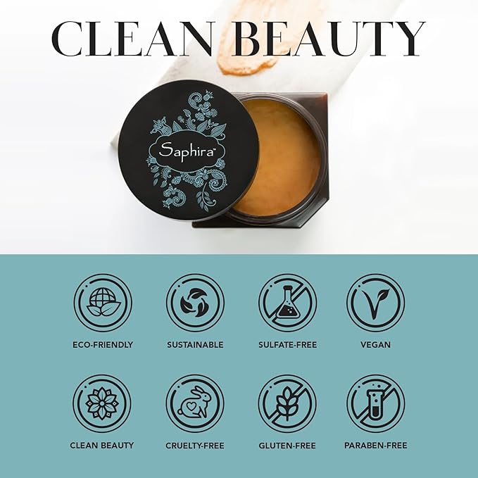 Saphira Mineral Mud Hair Mask Deep Healing Hair Treatment for Dry Damaged Bleached Color-Treated Hair and Scalp Sulfate-Free Paraben-Free Repairs Hydrates and Adds Shine 34 Ounce