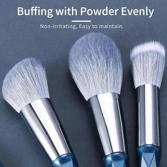 Sapphire Blue Makeup Brush Set Professional Vegan Makeup Brushes Set Makeup Brush Set with Case Glitter Cosmetic Brushes Makeup Set Make up Brushes Vegan Make up Brushes Set Professional