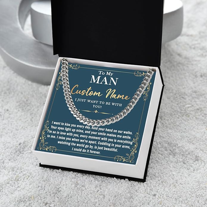 To My Man Necklace Custom Cuban Chain Necklace Gift For Husband Valentine Gift For Men Anniversary Birthday Gift For Him Husband Necklace From Wife Boyfriend Jewelry From Girlfriend