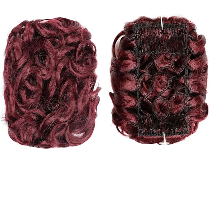 FRANCES Fake Hair Bun Synthetic Messy Bun Wig Hair Pieces Wavy Curly Bun Ponytail Hair Extensions Bun Hair Comb Women Bun Wig Hair Accessories (Color : 99J)
