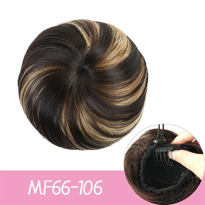 Messy Hair Bun Synthetic Hair Bun Straight Chignon for Women Girls Clip in Hair Tail Extension Hairpiece Drawstring Ballet Hair Bun Ponytail Extension Ponytail Hairpiece for Daily Wear (Color : 106