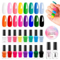 Nail Polish 16 Colors Rainbow Air Dry Regular Nail Polish Set with Base Top Coat &amp Remover Pads| White Red Classic French Fingernail Polishes Non-gel Bulk Gift for Nail Art Lovers