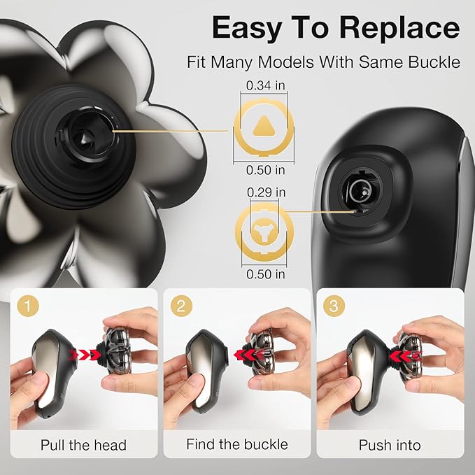 7 Blade Floating Replacement Shaving Head Washable Shaver Blade Heads Replacement for Head Shaver Wet &amp Dry Compatible for Rotary Shavers