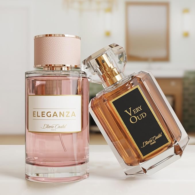 Very Oud Gift Set - Woody Amber Fragrance - Perfume for Women and Body Lotion - Notes of Vanilla Raspberry Rose Lychee Leather - 3 pc
