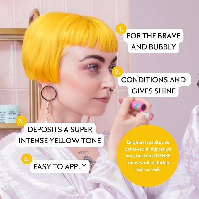 FOUR REASONS Color Mask INTENSE- Yellow ? (27 Colors) Intensive Toning Treatment - Color Depositing Conditioner ? Semi Permanent Hair Dye for Lightened and Colored Hair? 100% Vegan 6.76 fl oz