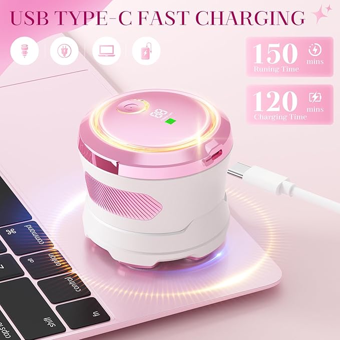 Electric Razors for Women - Flawless Women's Electric Body Shaver Waterproof Wet Dry Hair Remover with Detachable Head Easy to Hold with Anti-Slip Strips Cherry