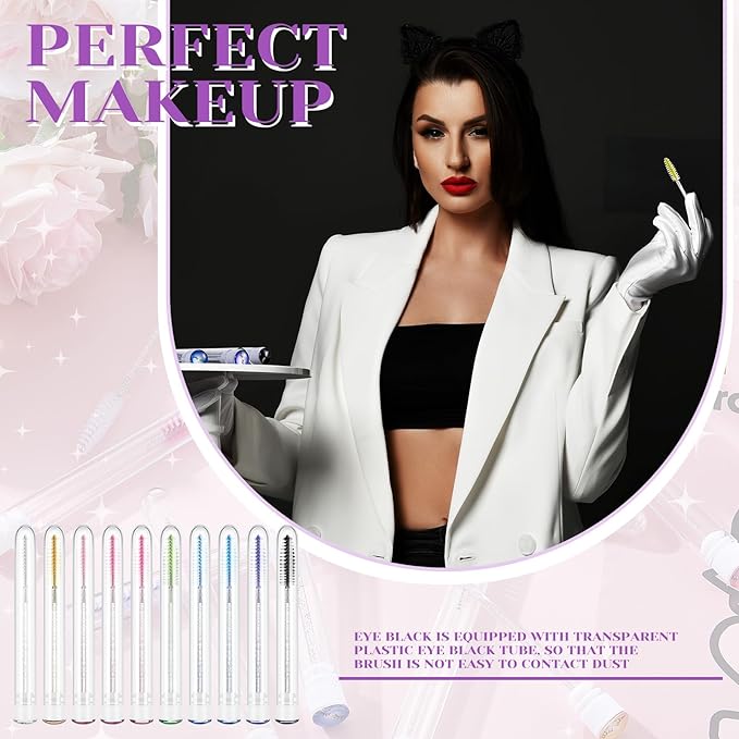 200 Pieces Mascara Wand Tube Set 100 Pcs Lash Spoolies for Eyelash Extensions 100 Pcs Diamond Empty Mascara Brush Disposable Colorful Eyebrow Applicator Makeup Tool (Bright)
