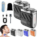 Mini Shaver Small Steel Cannon Suspended Magnetic Blade Shaver Mini Electric Explosive Shavers for Men Waterproof USB Fast Charging Compact Travel Size (2PCS-Black)