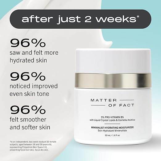 MATTER OF FACT Minimalist Hydrating Moisturizer with Pro Vitamin B5 Liquid Crystal Lipids and Centella Asiatica Lightweight Daytime Face Cream for Moisture Barrier Support 50mL / 1.6 Fl Oz