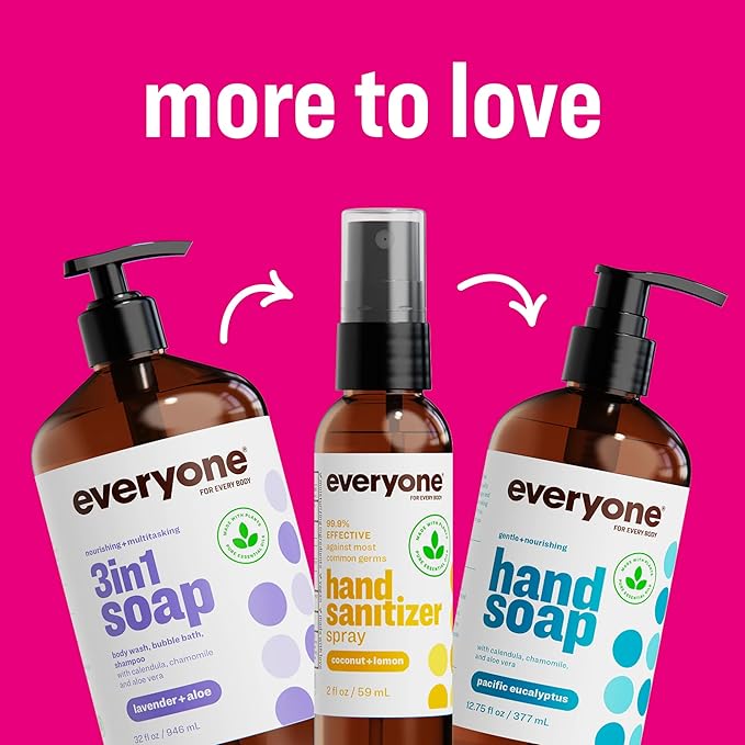 Everyone 3-in-1 Kids Soap Body Wash Bubble Bath Shampoo 32 Ounce (Pack of 2) Berry Blast made with Essential Oils for Toddlers tweens and teens