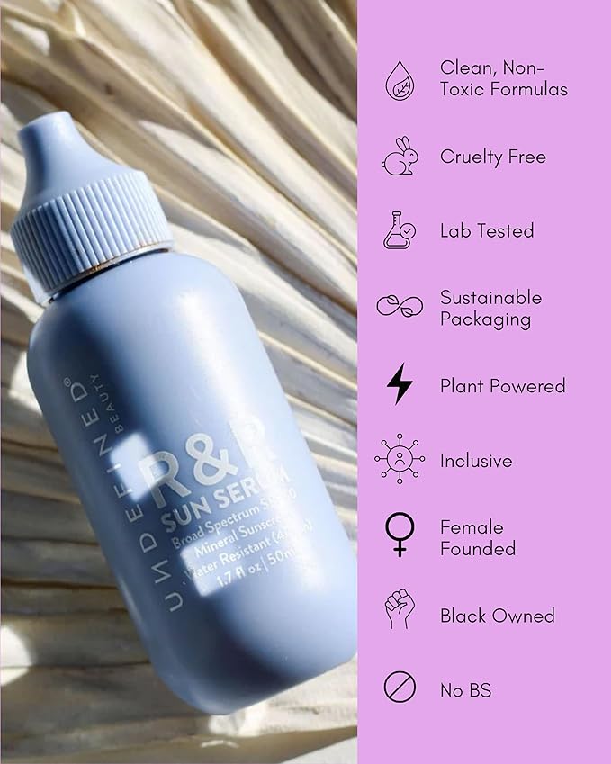 Undefined Beauty R&ampR Sun Serum SPF 50 PA++++ Tinted Mineral Sunscreen with Niacinamide Water Resistant Broad Spectrum Protection &amp Blue Light Defense (Medium Tint)