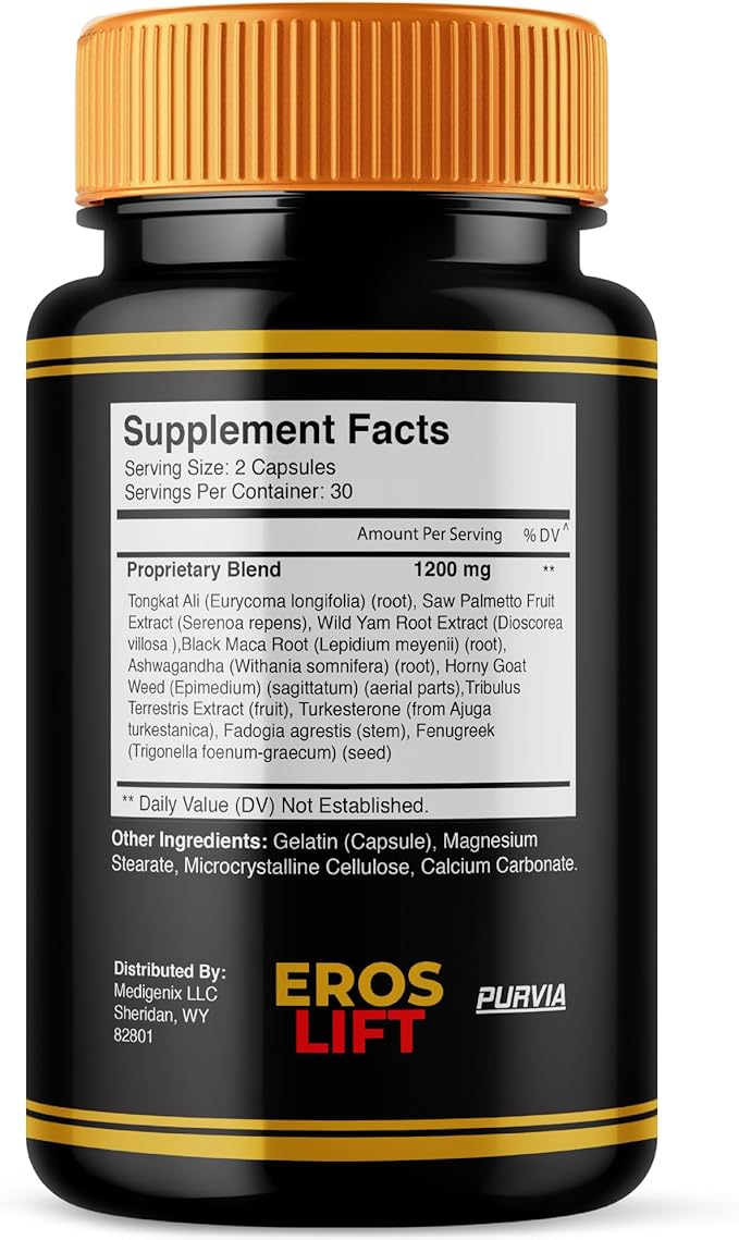 (2 Pack) Eros Lift Capsules ErosLift Supplement For Men Energy &amp Power Support Capsulas Ultra Men's Performance Pills Natural draft Health Workout Drive Fitness Endurance &amp Stamina (