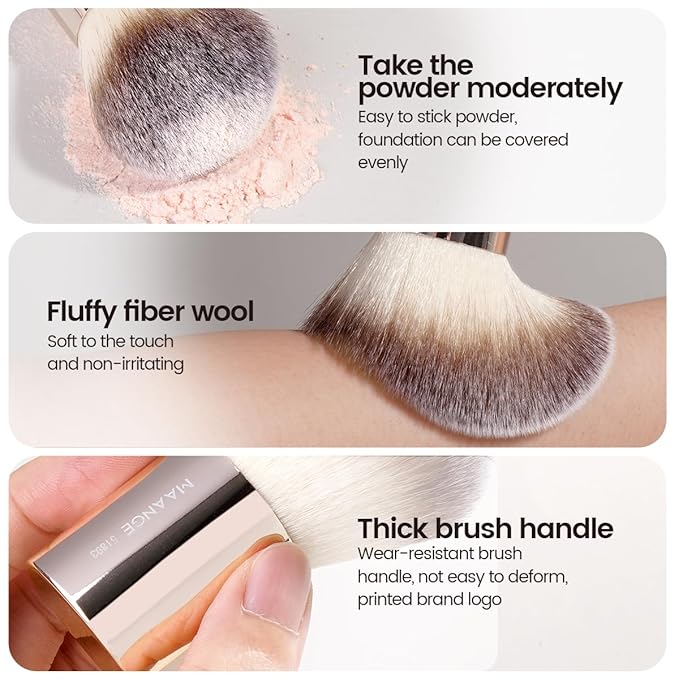 MAANGE 8 Pcs Makeup Brushes with Bag Double-End Multi-functional Makeup Brushes for Blending Liquid Powder Concealer Cream Blush Buffe (Gold)