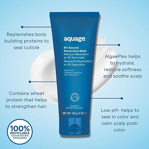 AQUAGE 60-Second Restorative Mask Brings Back Strength and Moisture Seals in Moisture and Shine 6 oz