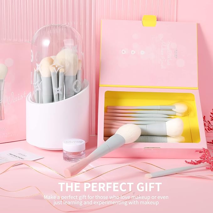 Docolor 14Pcs Makeup Brushes Premium Synthetic Makeup Brush Set Includes 9pcs Eye Brushes5pcs Synthetic Face Brushes Perfect for FoundationBlushBronzerContourEyeshadow &amp Powder-Small Waist Se