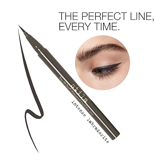 stila Waterproof Liquid Eye Liner Stay All Day Makeup with Fine Brush Tip Lasting Satin Finish Smudge-Proof &amp Transfer-Resistant