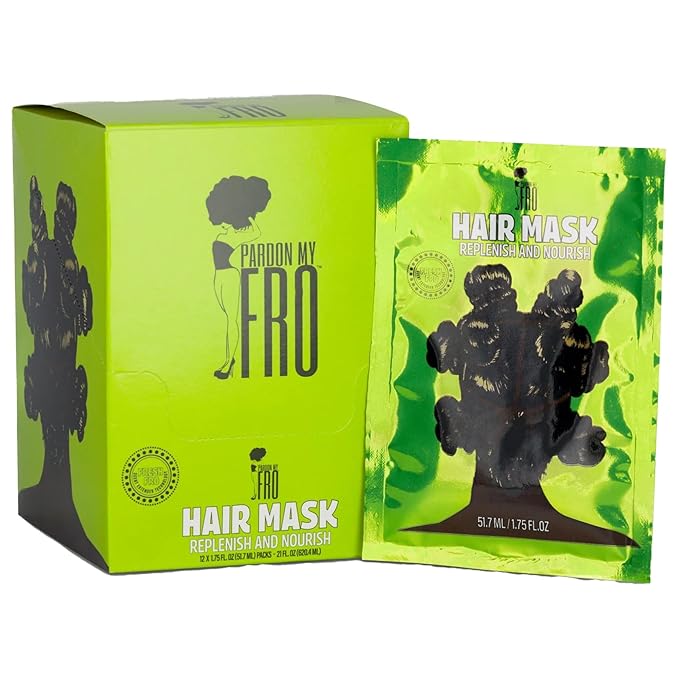 Pardon My Fro Hair Mask - Argan Oil &amp Jojoba Oil for Curly Coily Hair - 12 Pack x 1.75 oz