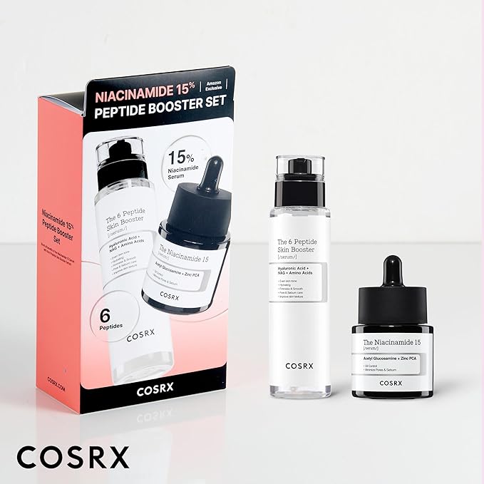COSRX Niacinamide 15% Peptide Booster Set - Amazon Exclusive - Korean Skin Care Set Gift Sets Niacinamide Serum Face Serum Stocking Stuffers Gifts For Women