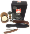 G.B.S Men Professional Shaving Kit Box- Rust Free Stainless Shaving Razor with Wooden Handle Wooden Soap Bowl Shaving Brush Leather Strop - A Full Package for Men?™s Shaving