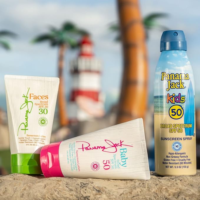 Panama Jack Baby Sunscreen Lotion - SPF 50 Broad Spectrum UVA/UVB Protection Hypoallergenic PABA Paraben Gluten &amp Cruelty Free 3 FL OZ (Pack of 6)