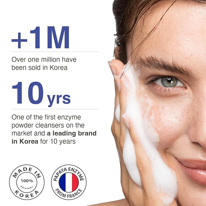 La clear Pure Mild Enzyme Powder Cleanser - Daily Exfoliating Facial Wash for Sensitive/Acne/All Skin Types. Natural Ingredients pH5.8 Phthalate/Fragrance-Free 2.5oz