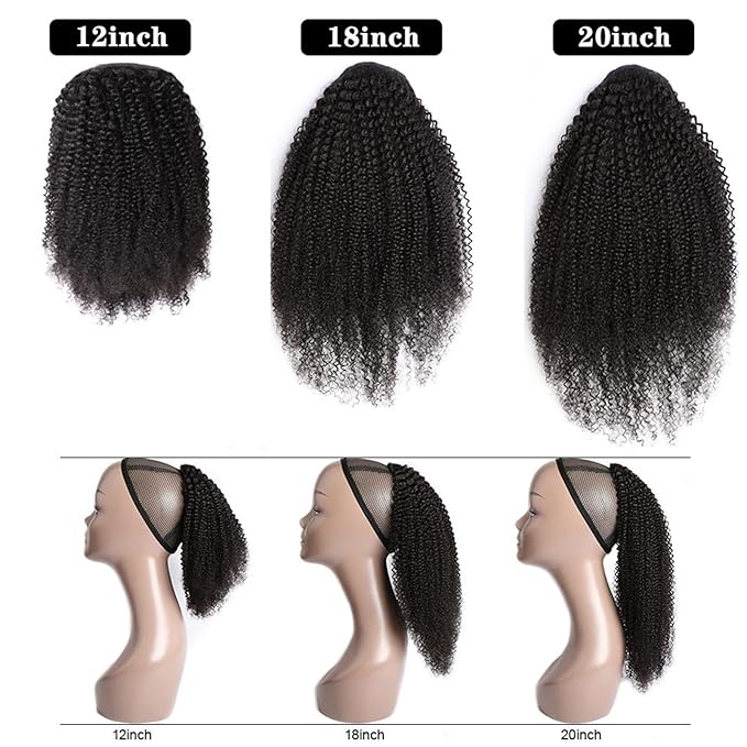 EARSHOT Hair Buns Hair Piece 1 Pack Curly Wavy Drawstring Ponytail Extension Brazilian Hairpin Ponytail Wig Natural Black Drawstring Ponytail Bun Hair Accessories For Girls (Color : 16inches)