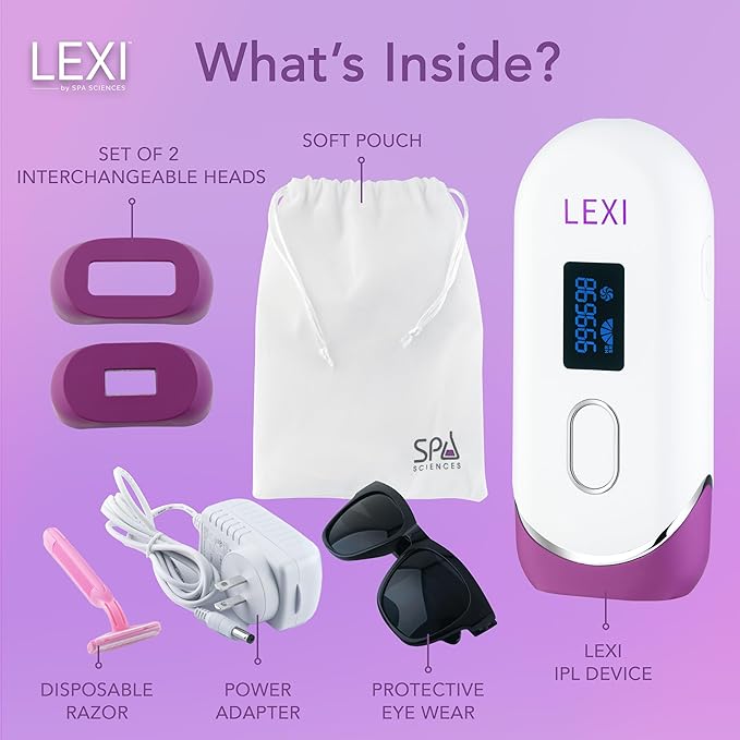 Spa Sciences - LEXI - Painless Permanent IPL Hair Removal System - FDA Cleared with 999999 flashes Auto Flash and Skin Sensor