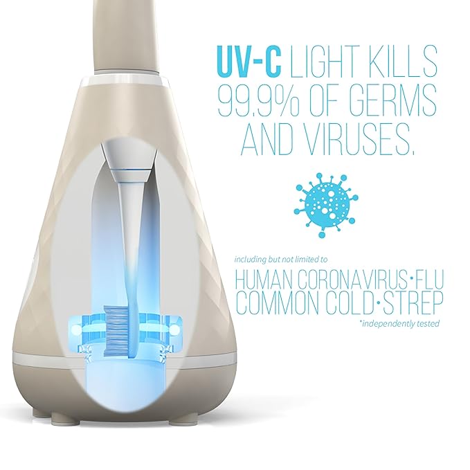 TAO Clean UV Sanitizing Sonic Toothbrush and Cleaning Station Electric Toothbrush Dual Speed Setting Sandstone