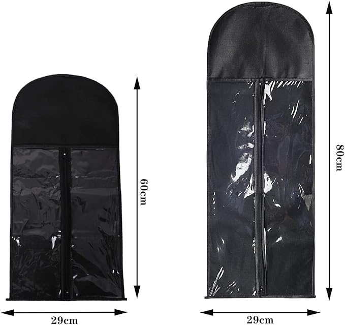 10 Packs 31.5in Extra Long Hair Extensions Storage Bag Folding Wig Bags Dust Proof Wigs Carrier Bags with Strong Durable Zipper for Home Salon Organizer (Black)