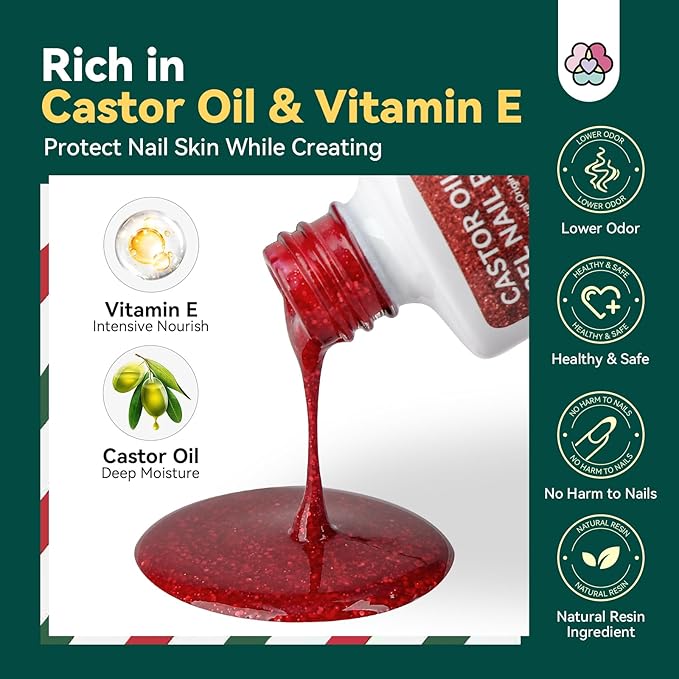 SAVILAND Christmas Gel Nail Polish Kit - 6 Colors Gel Nail Polish Kit with U V light Christmas Limited Series 2.12oz. Clear Builder Nail Gels UPF 200+ U V Protection Gloves Nail Tech Gifts