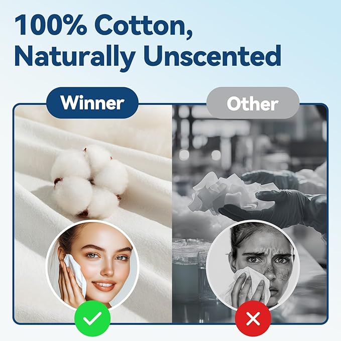 Winner Soft Face Towels 100% USDA Biobased Facial Towels 2 Packs per Case 12 Bags Total