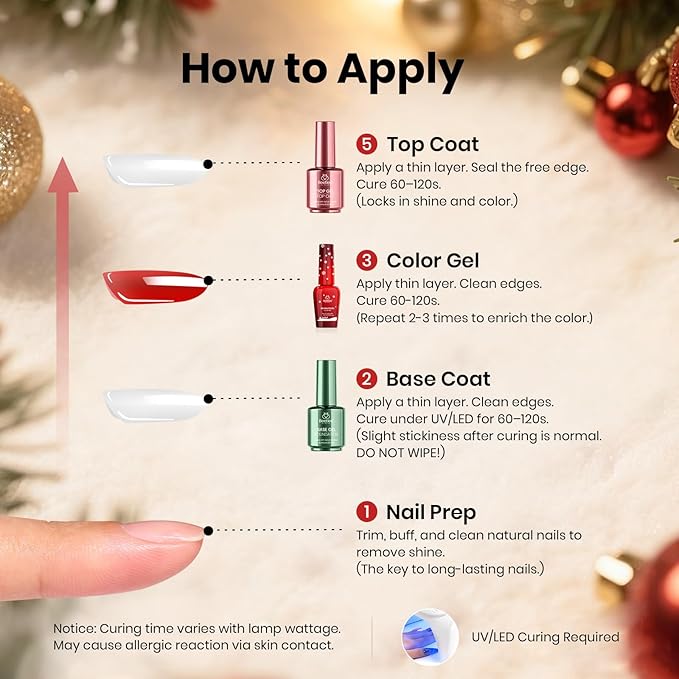 Beetles 67Pcs Gel Nail Kit Crystal Christmas Gifts for Women Teen Girls - 12 Colors Cat Eye Red Glitter Gel Polish Kit with U V Light &amp Nails Stand Acrylic Holder Display Nails Stuff Manicure Set