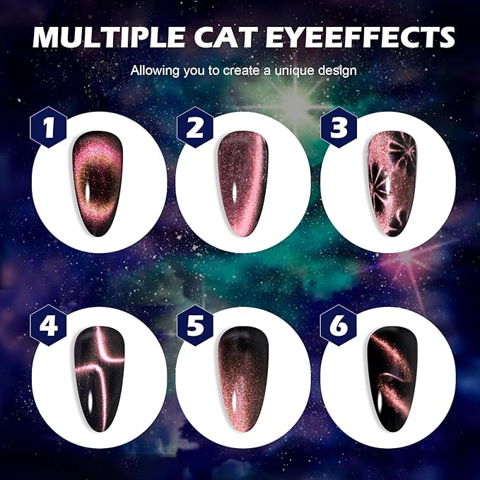 Cat Eye Gel Nail Polish 12 Colors Sparkly Glitter 9D Chameleon Magnetic Nail Polish Set with Magnet Base Top Coat Soak Off LED UV Nail Art DIY Manicure Home Salon Gift for Women