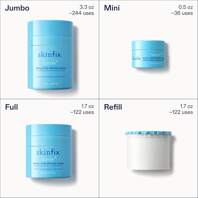 Skinfix Triple Lipid-Peptide Cream - 1.7 oz - Rich Face Moisturizer with Hyaluronic Acid - Hydrates &amp Restores Dry Sensitive Skin - Non-Comedogenic Fragrance Free Vegan Cruelty Free