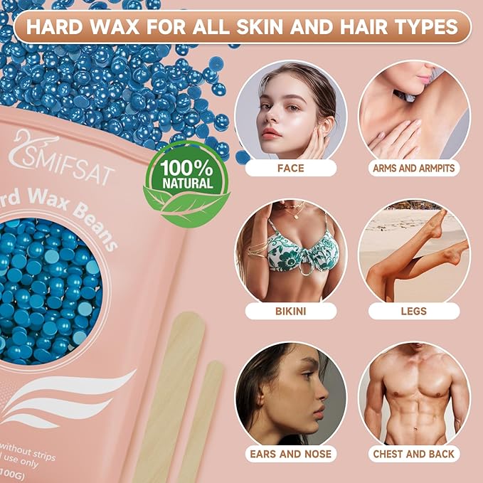 waxing kit for women Digital Hard Wax Warmer with 4 Packs of Natural Wax Beans (14.1oz) Silicone Bowl and Waxing Accessories Professional for Bikini Face Brazilian Body and Home Salon - Pink