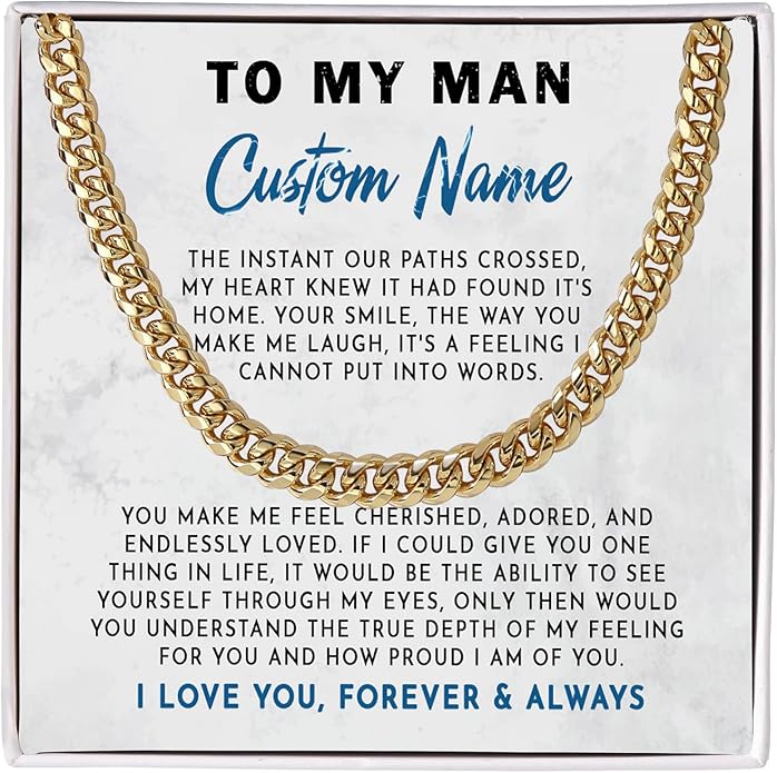 To My Man Necklace Custom Cuban Chain Necklace Gift For Husband Valentine Gift For Men Anniversary Birthday Gift For Him Husband Necklace From Wife Boyfriend Jewelry From Girlfriend