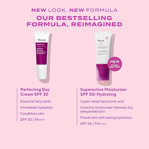 Murad Superactive Hydrating Moisturizer SPF 50 - Dewy Hydration Facial Suncreen Supercharged with Hyaluronic Acid For Plump and Bouncy Skin - 1.7FL Oz