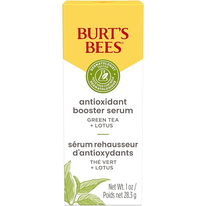 Burt's Bees Green Tea Face Serum Protects &amp Improves Skin Tone with Antioxidant Rich Green Tea &amp Lotus Naturally Brightening &amp Firming Lightweight - Antioxidant Booster Serum (1 oz)
