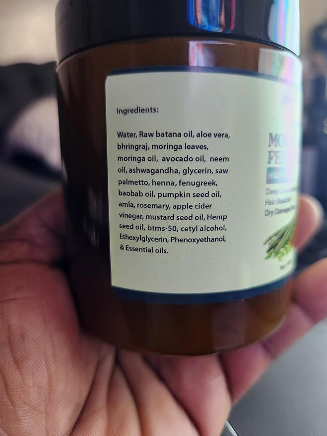 MORINGA &amp FENUGREEK HAIR MASK- HAIR treatment masque- Conditioner for Dry or Damaged Hair &amp dandruff (8 Ounces)