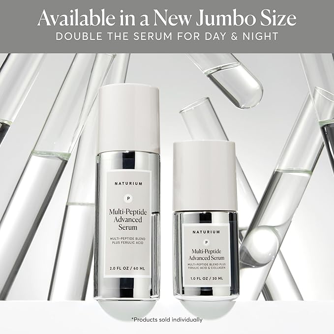Naturium Multi-Peptide Advanced Serum Jumbo Firming &amp Smoothing Face Serum for Fine Lines &amp Wrinkles with Advanced Multi-Peptide Blend 2 oz