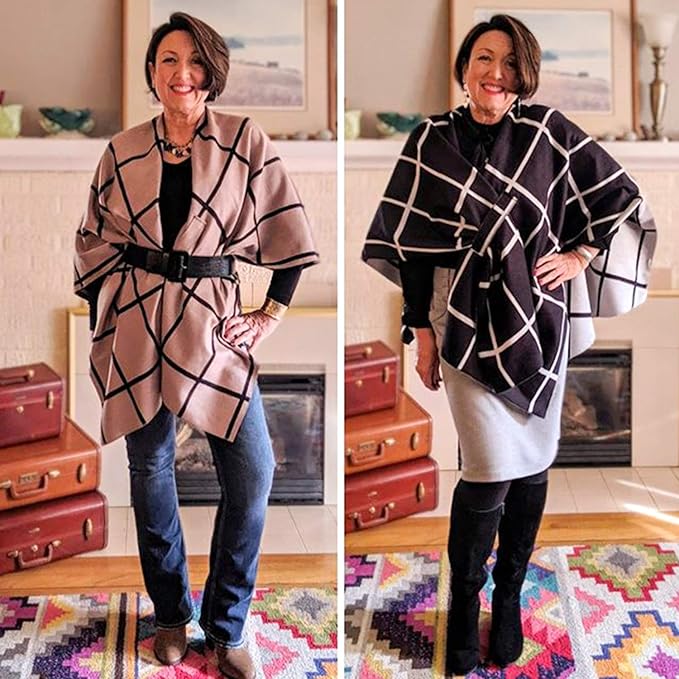 Moss Rose Women's Shawl Wrap Poncho Ruana Cape Open Front Cardigan Shawls for Fall Winter