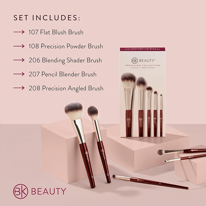 BK BEAUTY - PRECISION BRUSH COLLECTION (5PC) - Professional Makeup Brush Set for Bronzer Blush Contour Powder &amp Eye Makeup | Premium Face Brushes for Flawless Application