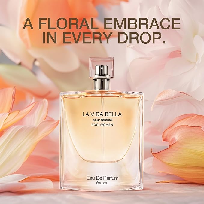 4 Piece Women Perfume Set RIO Sweet Crush Jasmine/Valentine Milano/La Vida Bella/Delilah Eau de Parfum Women's Fragrance Sets with Luxury Gift Box for Daily Use