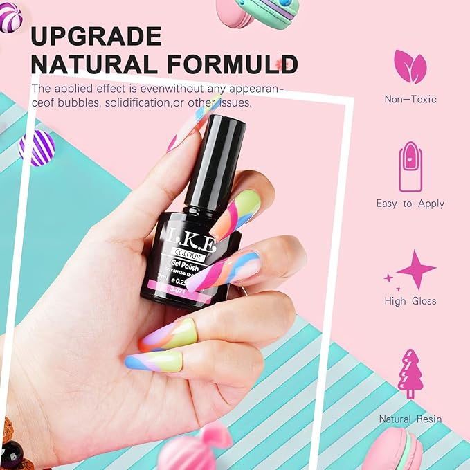 LKEE Gel Nail Polish Kit with U V Light 108W 65 Pcs Gel Nail Polish Set All Season Gels Nail Kit Essential Manicure Tools for DIY Nails Art Gifts for Women (D3-36SET-SKU1-012001)