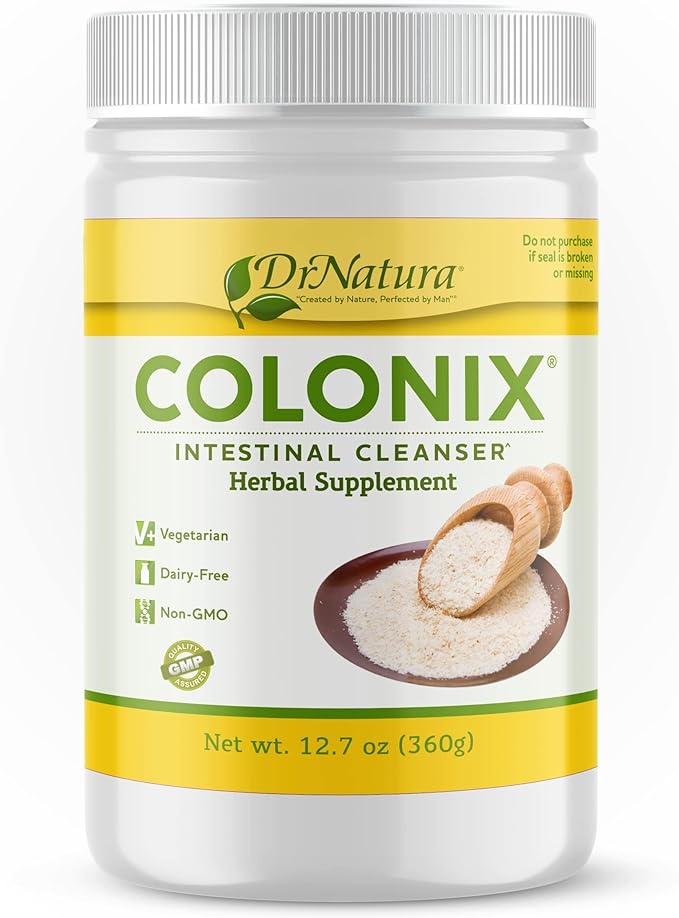 DrNatura Colonix Intestinal Cleanser All-Natural Daily Fiber Colon Detox and Cleanse Supports Healthy Colon Intestines Gut 30 Day Serving 12.7 Oz.
