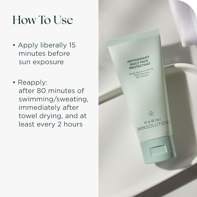 Antioxidant Daily Face Protectant - Broad-Spectrum SPF 33 Sunscreen - Water Resistant (80 Minutes) - Cruelty Free - Made in the USA - 2 oz